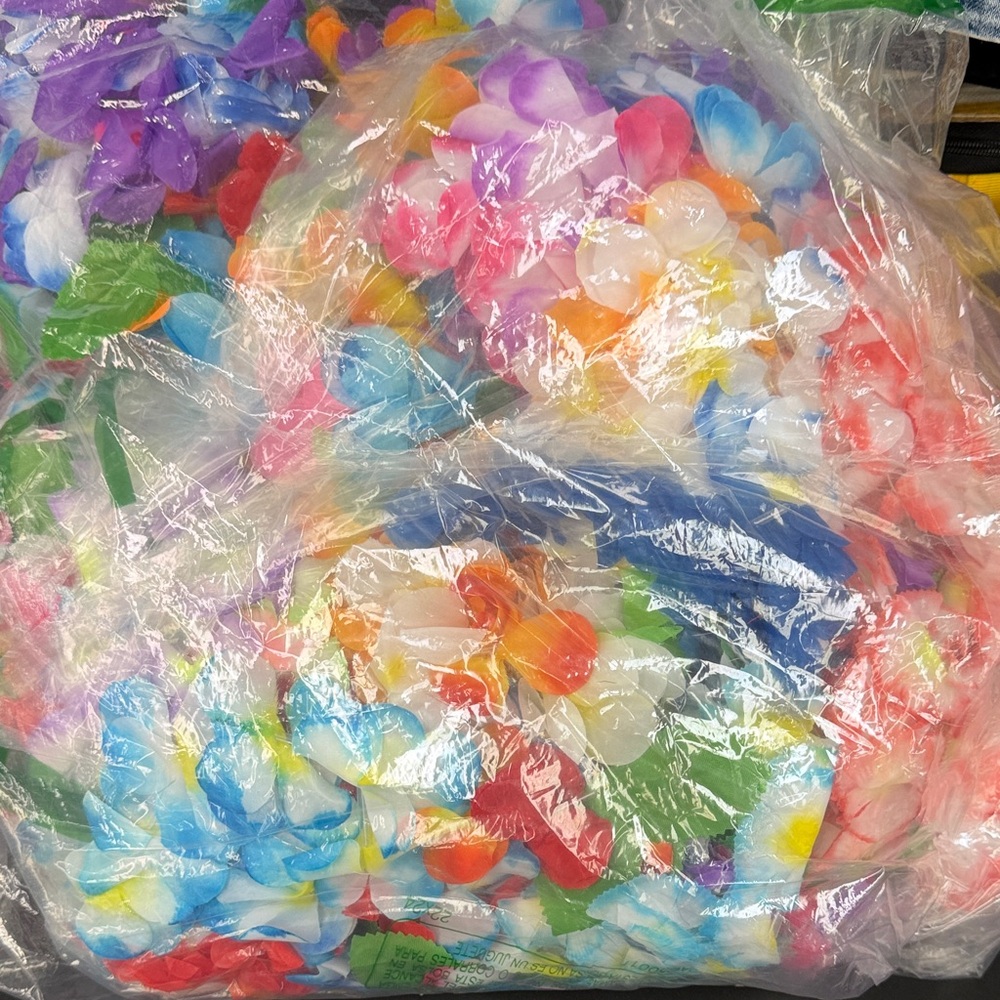 Colorful Hawaiian Lei Garland Necklace and Bracelet Bundle multicolor party favo